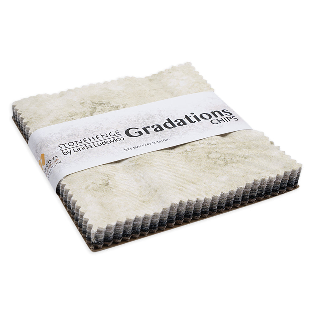 Stonehenge Quilting Cotton Chips 5" Square Precuts - Slate - Gradations II Collection