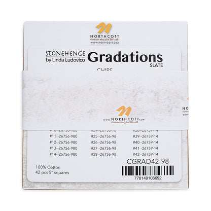 Stonehenge Quilting Cotton Chips 5" Square Precuts - Slate - Gradations II Collection