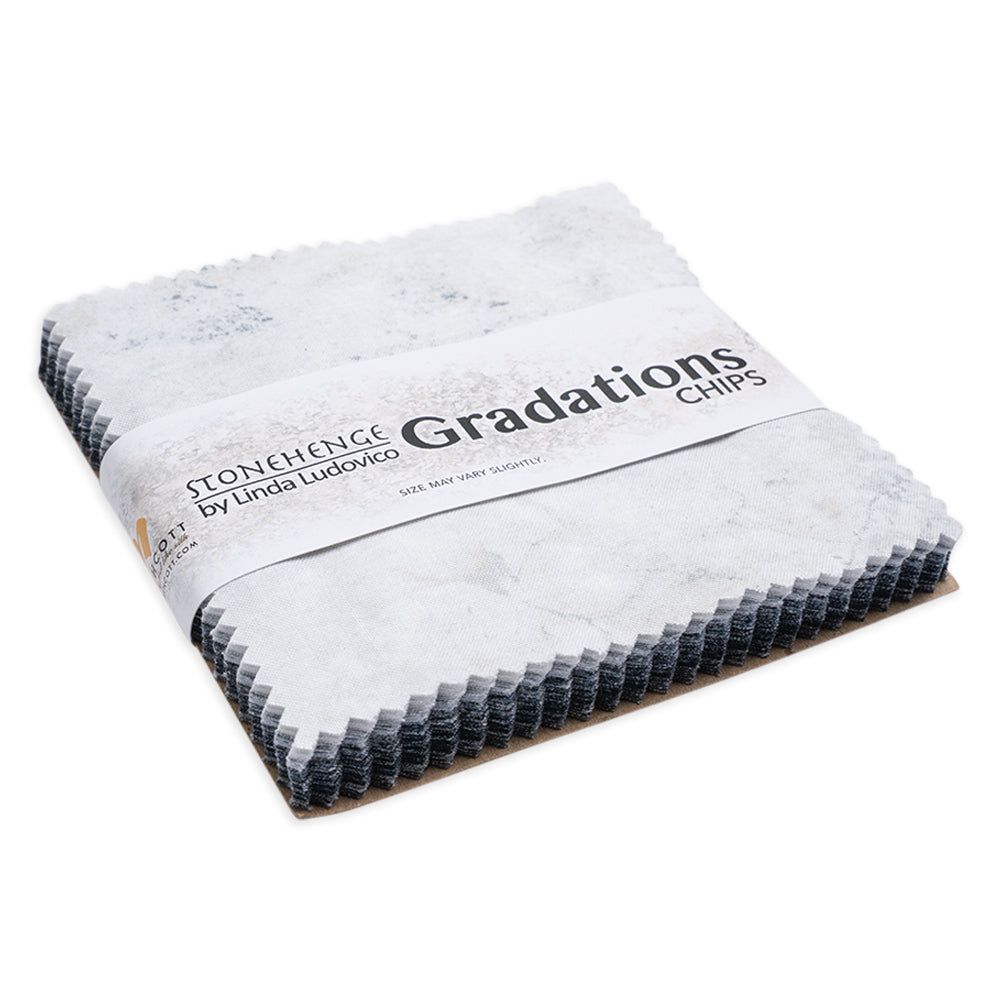 Stonehenge Quilting Cotton Chips 5" Square Precuts - Graphite - Gradations II Collection - Folded
