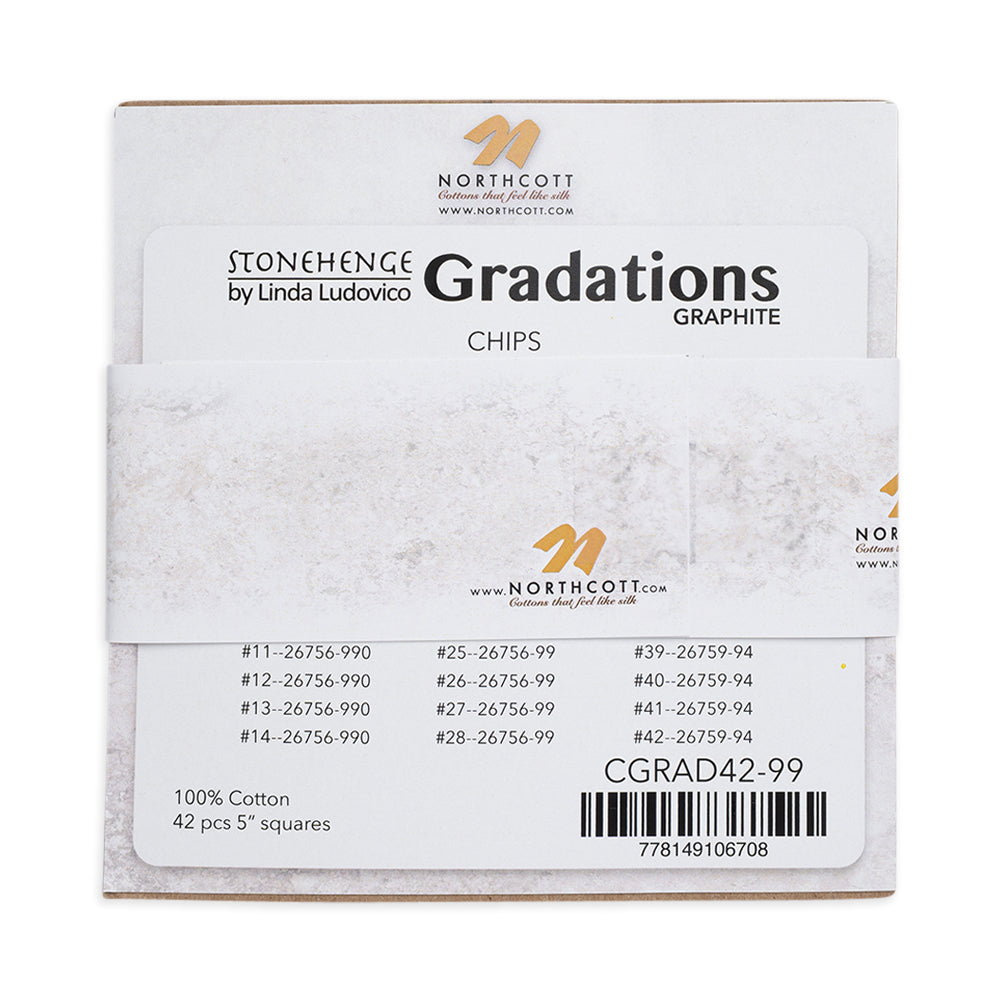 Stonehenge Quilting Cotton Chips 5" Square Precuts - Graphite - Gradations II Collection - Detail
