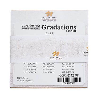 Stonehenge Quilting Cotton Chips 5" Square Precuts - Graphite - Gradations II Collection