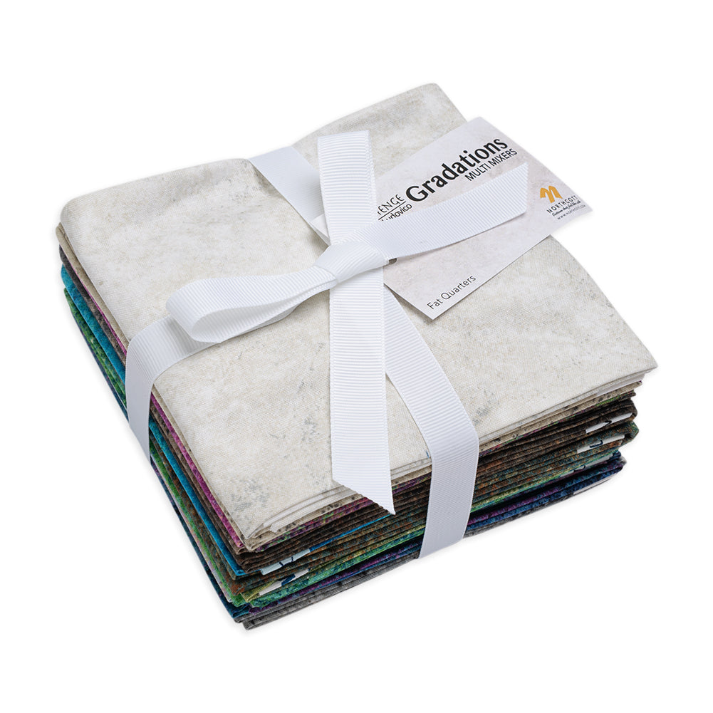 Stonehenge Quilting Cotton Fat Quarter Bundle Precuts - Multi Color 14pc - Multi Mixers Collection Folded