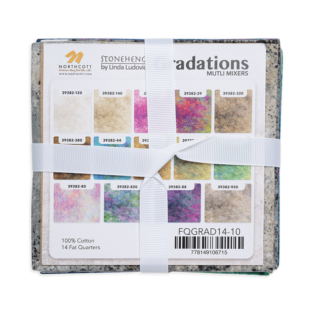 Stonehenge Quilting Cotton Fat Quarter Bundle Precuts - Multi Color 14pc - Multi Mixers Collection Detail