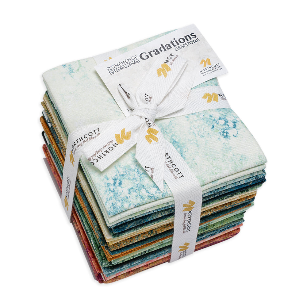Stonehenge Quilting Cotton Fat Quarter Bundle Precuts - Gemstone 24pc - Multi Mixers Collection Folded