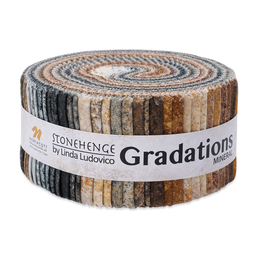 Stonehenge Quilting Cotton Strip Roll 2.5" Strip Precuts - Mineral - Gradations II Collection