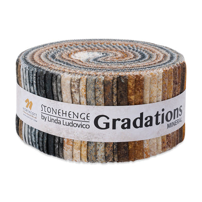 Stonehenge Quilting Cotton Strip Roll 2.5" Strip Precuts - Mineral - Gradations II Collection