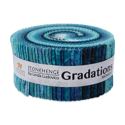 Stonehenge Quilting Cotton Strip Roll 2.5" Strip Precuts - Midnight - Gradations II Collection