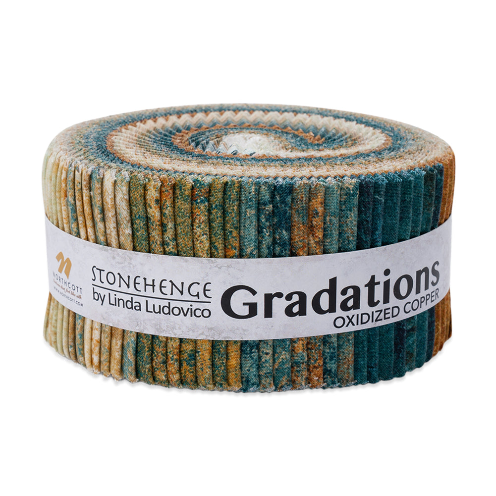 Stonehenge Quilting Cotton Strip Roll 2.5" Strip Precuts - Oxidized Copper - Gradations II Collection