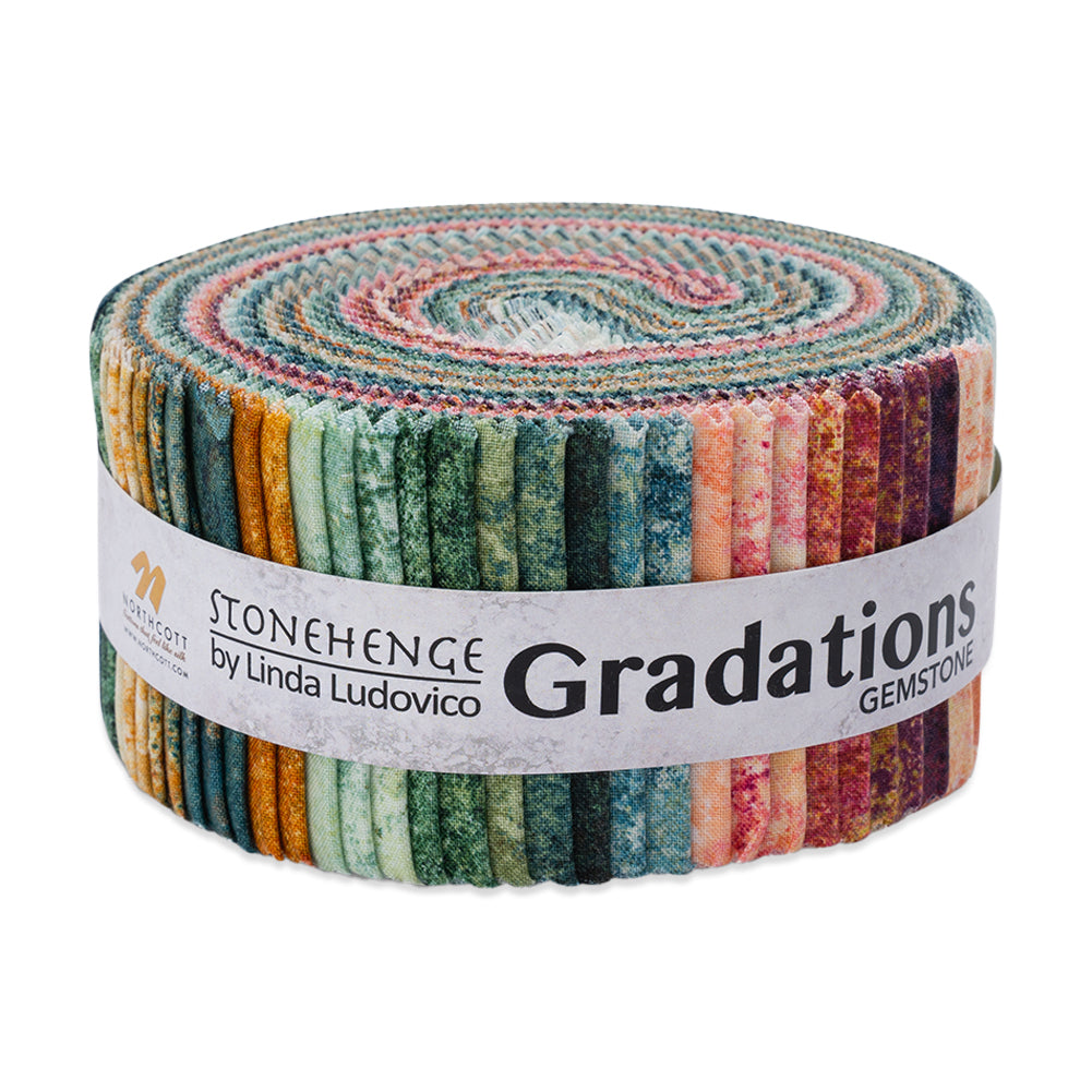 Stonehenge Quilting Cotton Strip Roll 2.5" Strip Precuts - Gemstone - Gradations II Collection