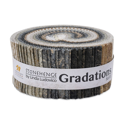 Stonehenge Quilting Cotton Strip Roll 2.5" Strip Precuts - Slate - Gradations II Collection