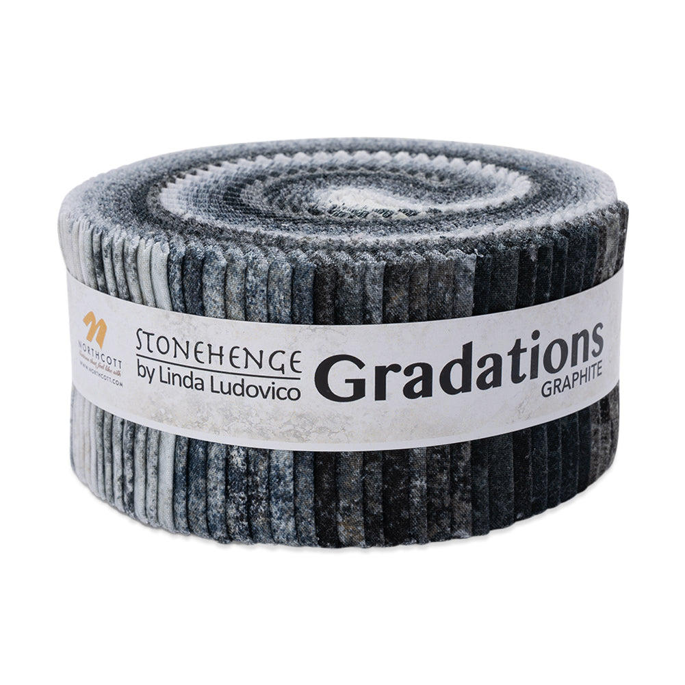 Stonehenge Quilting Cotton Strip Roll 2.5" Strip Precuts - Graphite - Gradations II Collection