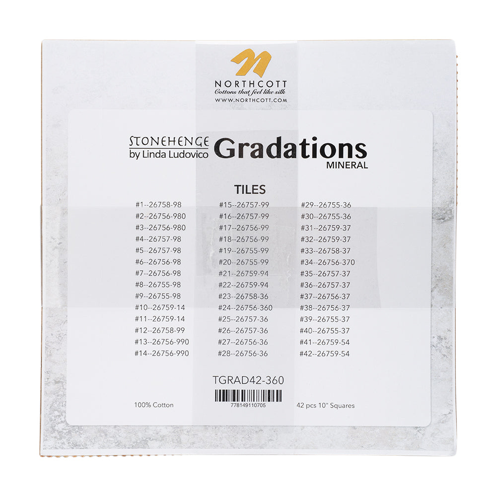 Stonehenge Quilting Cotton Tiles 10" Square Precuts - Mineral - Gradations II Collection Detail