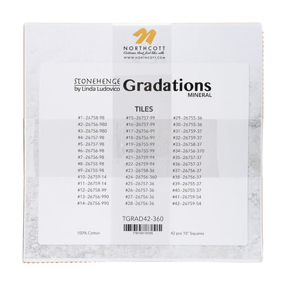 Stonehenge Quilting Cotton Tiles 10" Square Precuts - Mineral - Gradations II Collection Detail
