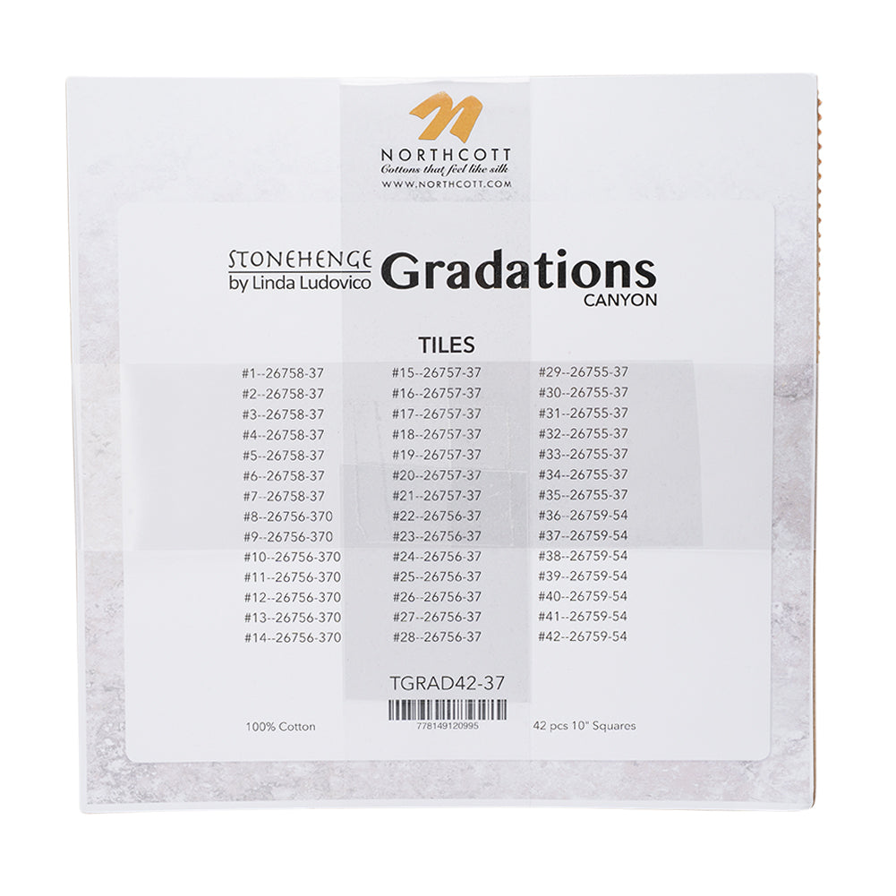 Stonehenge Quilting Cotton Tiles 10" Square Precuts - Canyon - Gradations II Collection Detail