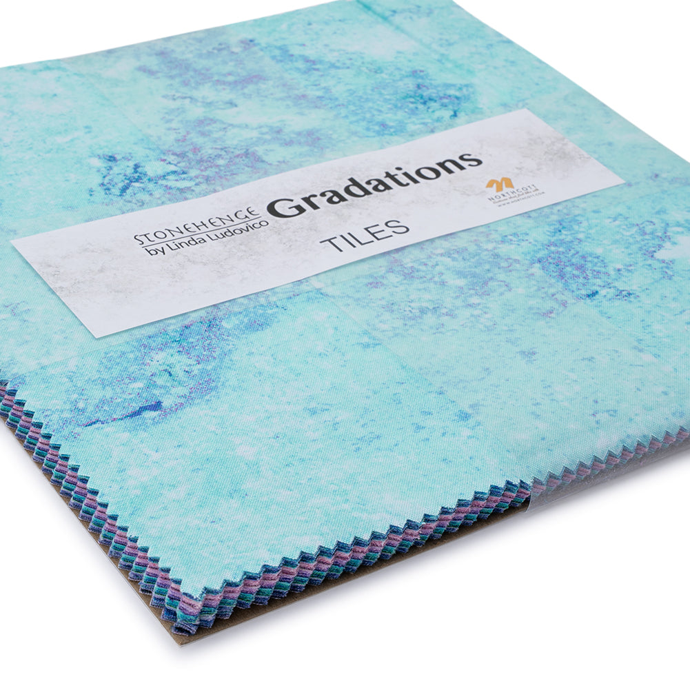 Stonehenge Quilting Cotton Tiles 10" Square Precuts - Crystal - Gradations II Collection - Folded