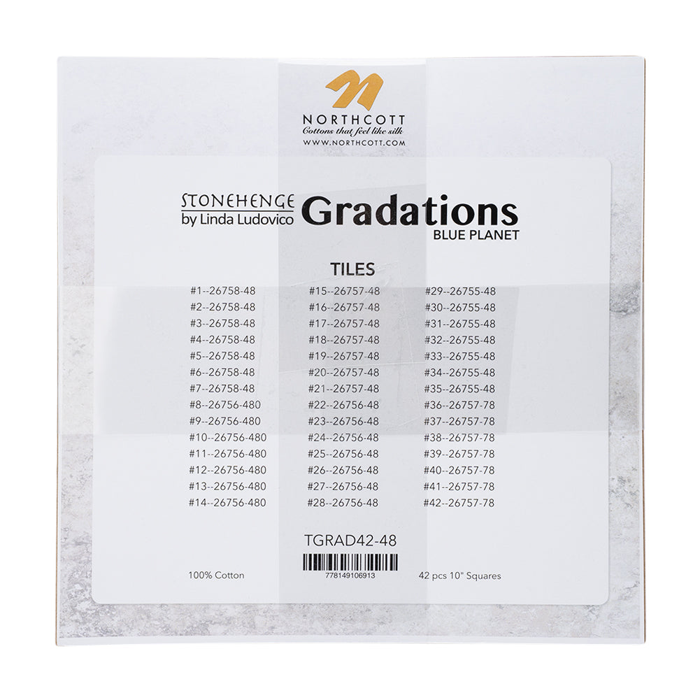 Stonehenge Quilting Cotton Tiles 10" Square Precuts - Blue Planet - Gradations II Collection - Detail