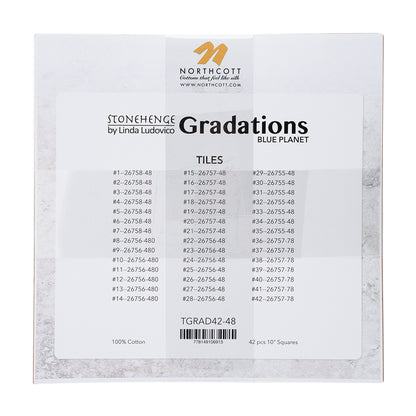Stonehenge Quilting Cotton Tiles 10" Square Precuts - Blue Planet - Gradations II Collection
