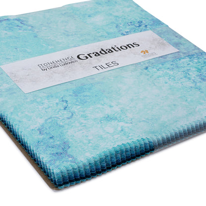 Stonehenge Quilting Cotton Tiles 10" Square Precuts - Midnight - Gradations II Collection Folded
