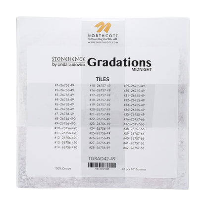Stonehenge Quilting Cotton Tiles 10" Square Precuts - Midnight - Gradations II Collection Detail