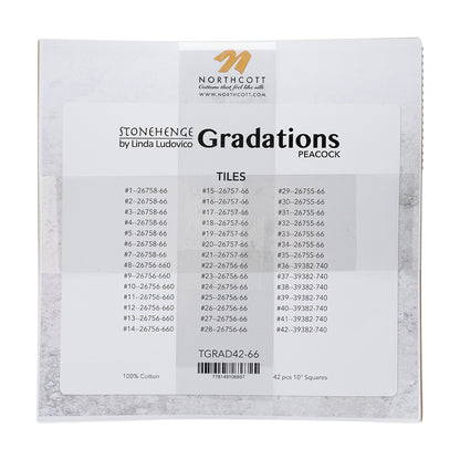 Stonehenge Quilting Cotton Tiles 10" Square Precuts - Peacock- Gradations II Collection Detail