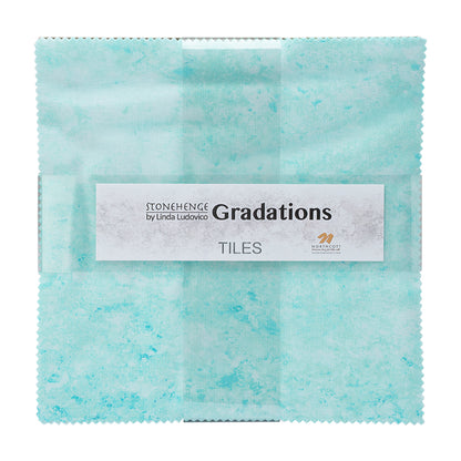 Stonehenge Quilting Cotton Tiles 10" Square Precuts - Peacock- Gradations II Collection
