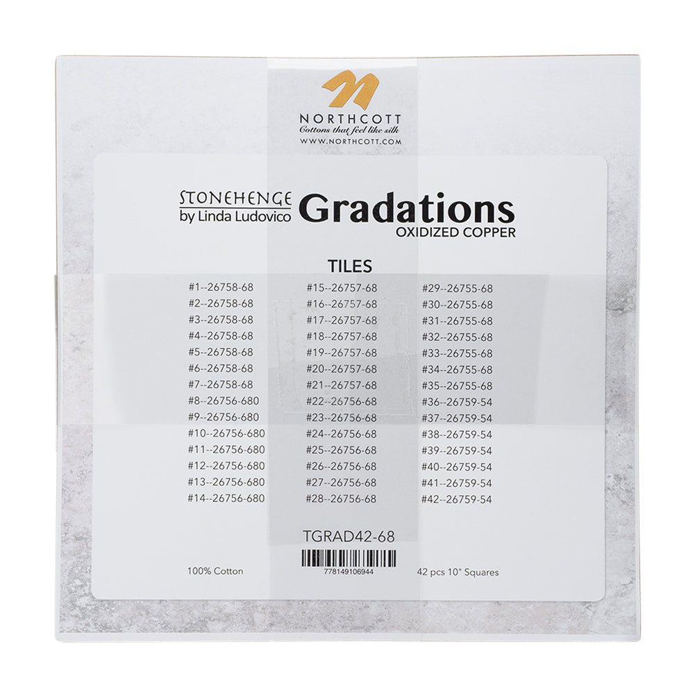 Stonehenge Quilting Cotton Tiles 10" Square Precuts - Oxidized Copper - Gradations II Collection