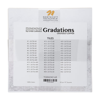 Stonehenge Quilting Cotton Tiles 10" Square Precuts - Oxidized Copper - Gradations II Collection