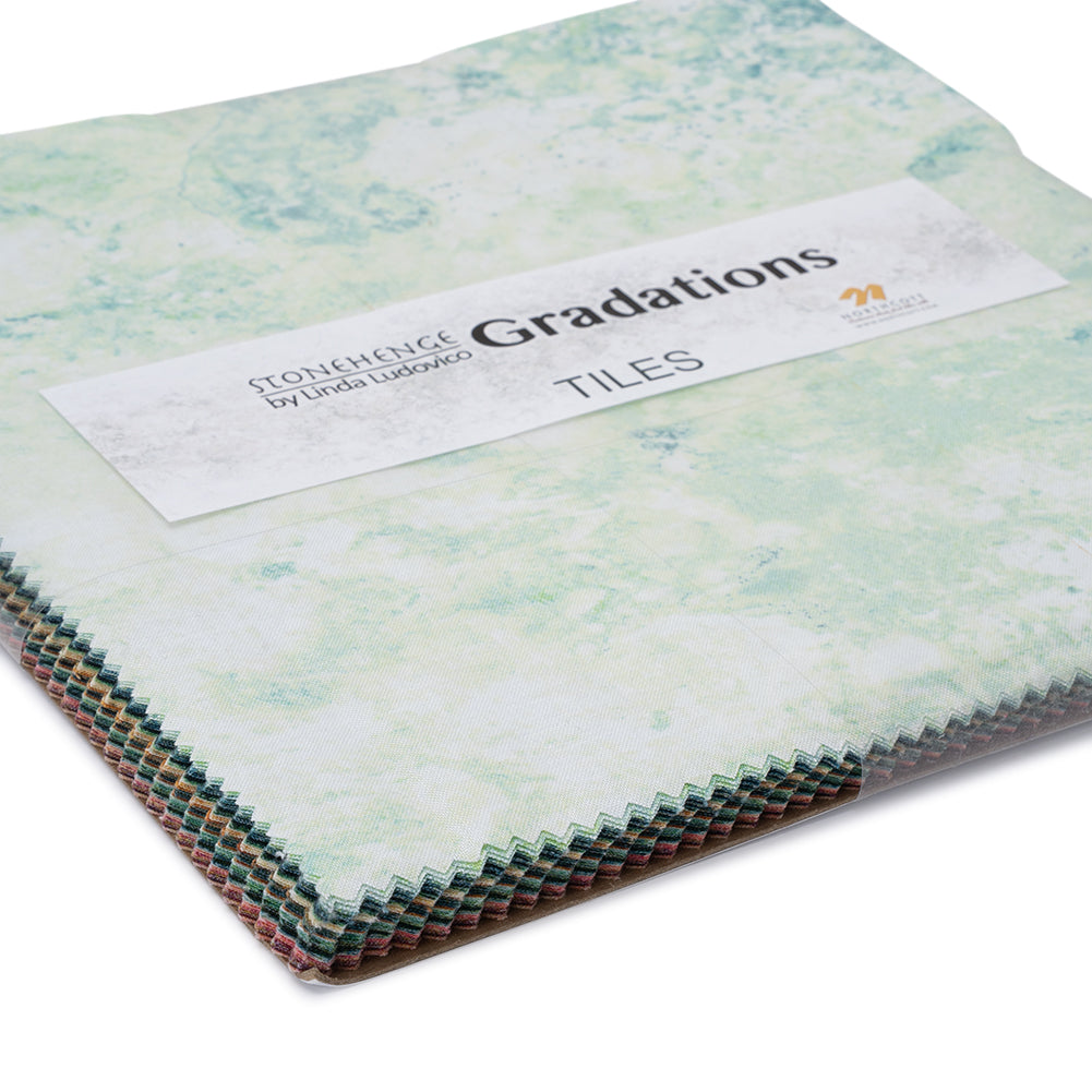 Stonehenge Quilting Cotton Tiles 10" Square Precuts - Gemstone - Gradations II Collection - Folded