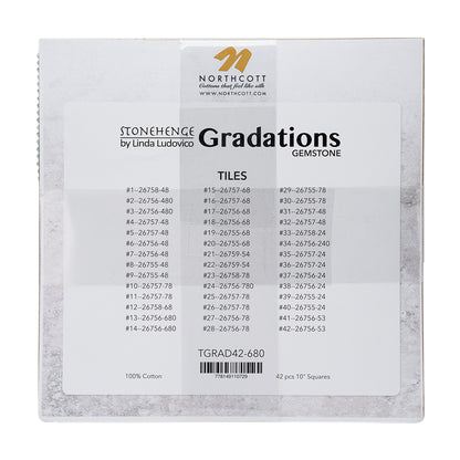 Stonehenge Quilting Cotton Tiles 10" Square Precuts - Gemstone - Gradations II Collection