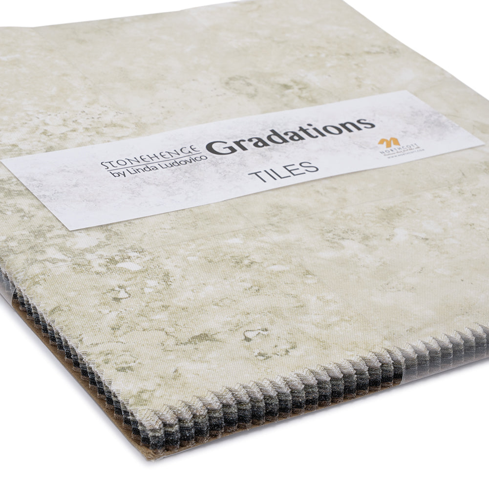 Stonehenge Quilting Cotton Tiles 10" Square Precuts - Slate - Gradations II Collection Folded