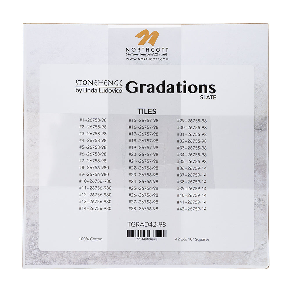 Stonehenge Quilting Cotton Tiles 10" Square Precuts - Slate - Gradations II Collection Detail