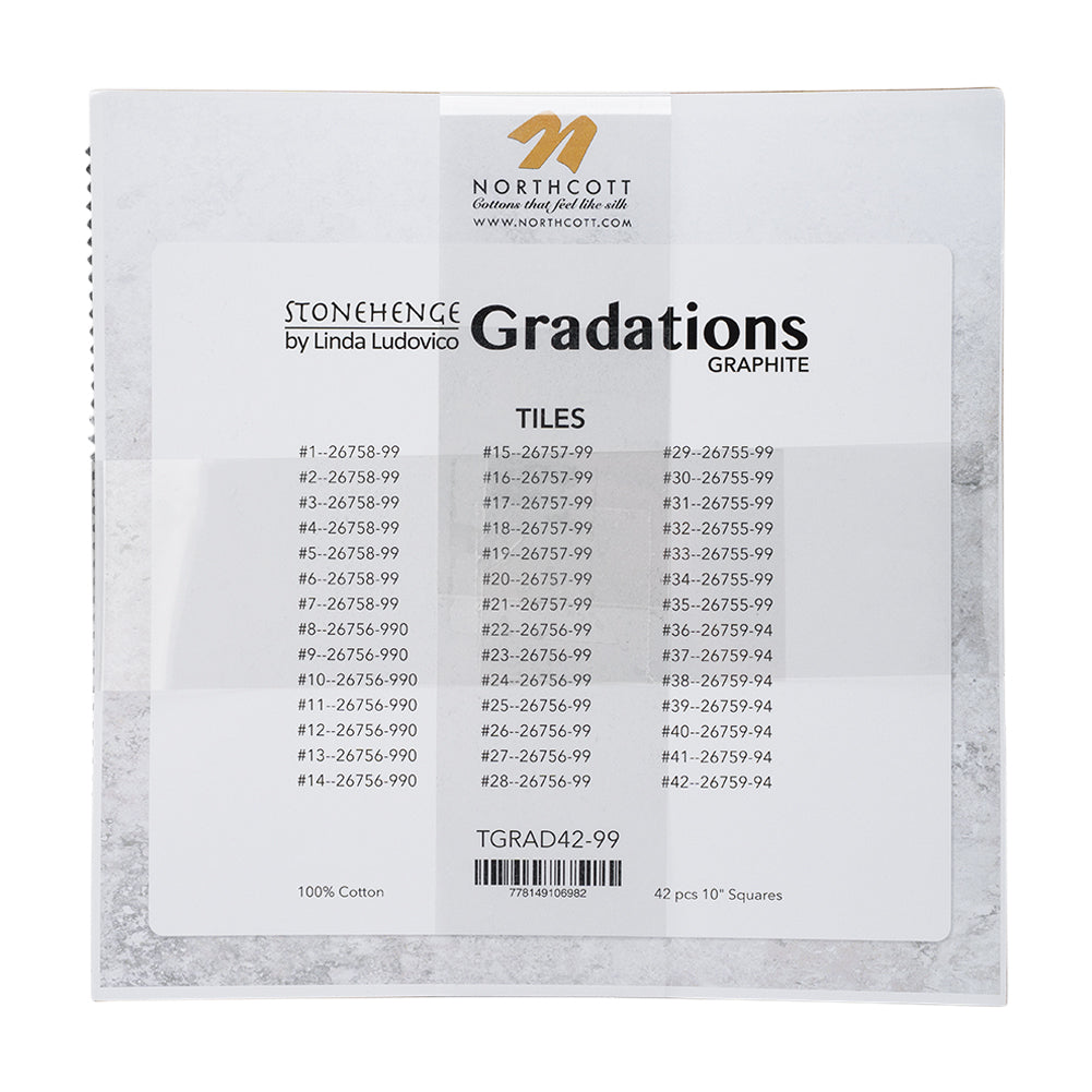Stonehenge Quilting Cotton Tiles 10" Square Precuts - Graphite - Gradations II Collection - Detail