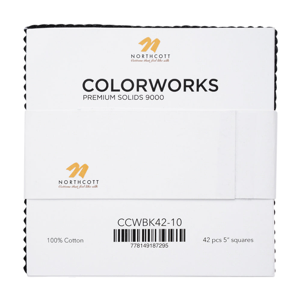Northcott Quilting Cotton Chips 5" Square Precuts - Black - Colorworks Collection - Detail