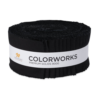 Northcott Quilting Cotton Strip Rolls 2.5" Strip Precuts - Black - Colorworks Collection