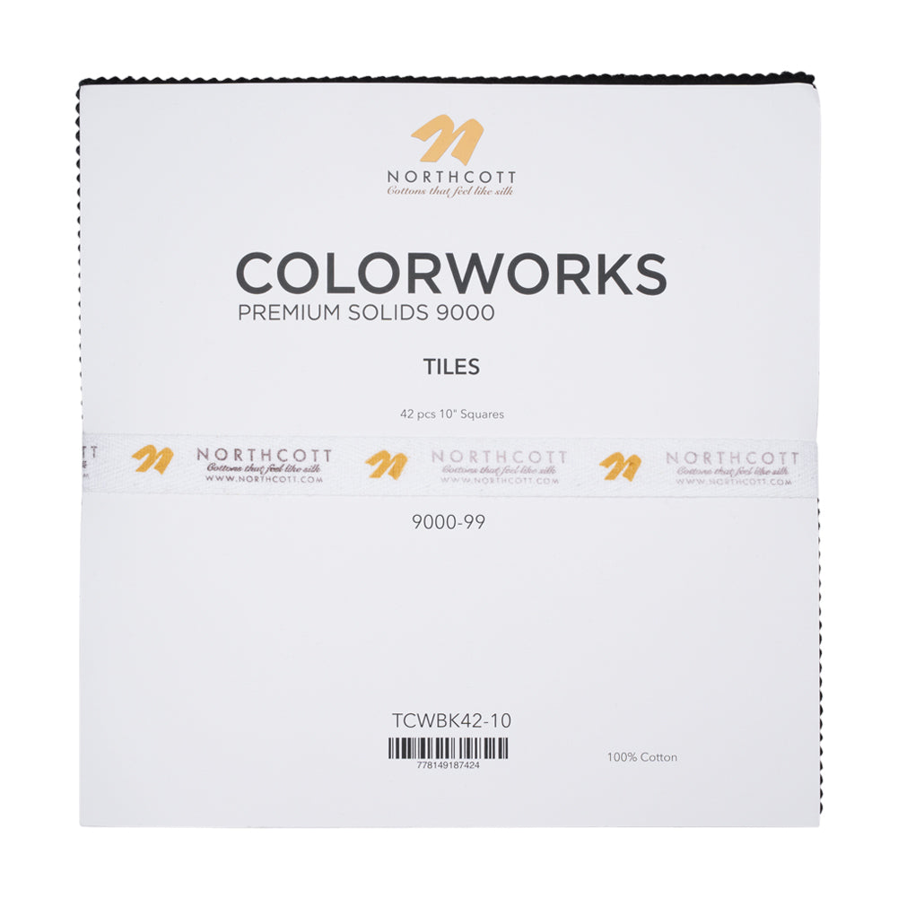 Northcott Quilting Cotton Tiles 10" Square Precuts - Black - Colorworks Collection Detail