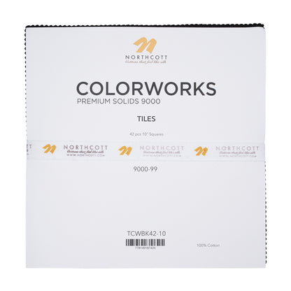 Northcott Quilting Cotton Tiles 10" Square Precuts - Black - Colorworks Collection Detail
