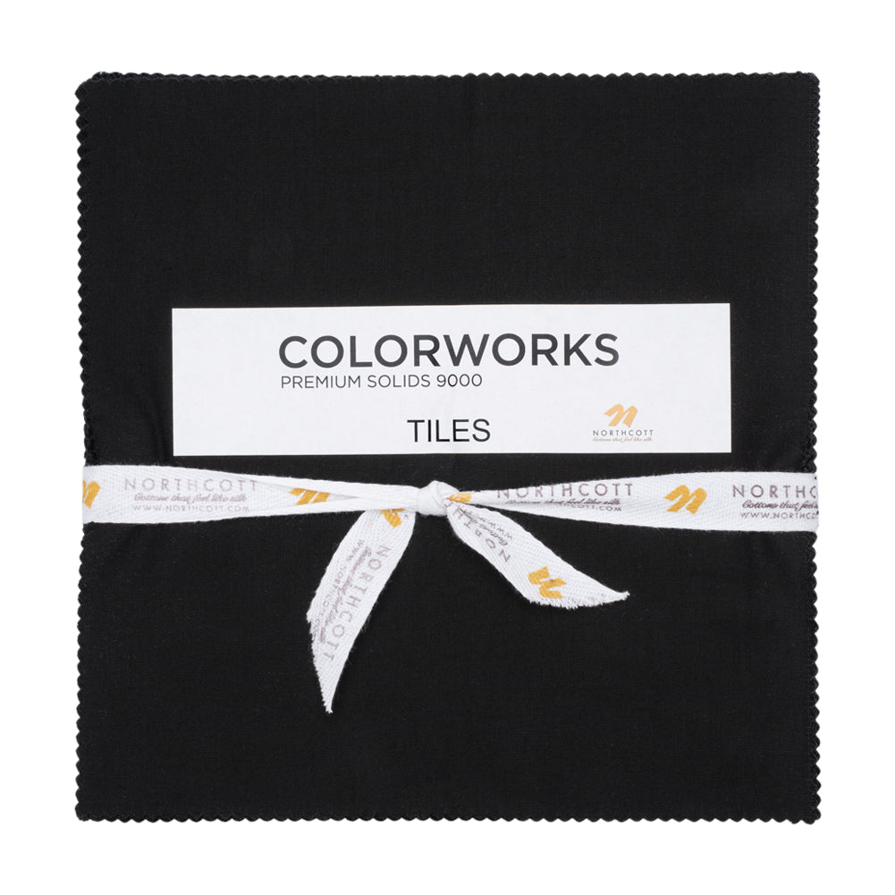 Northcott Quilting Cotton Tiles 10" Square Precuts - Black - Colorworks Collection