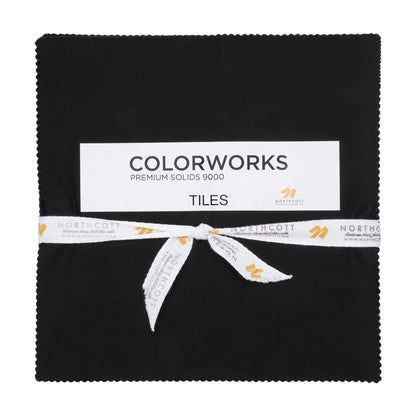 Northcott Quilting Cotton Tiles 10" Square Precuts - Black - Colorworks Collection