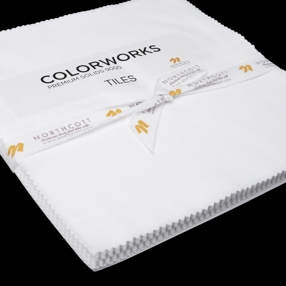 Northcott Quilting Cotton Tiles 10" Square Precuts - Superwhite - Colorworks Collection - Folded