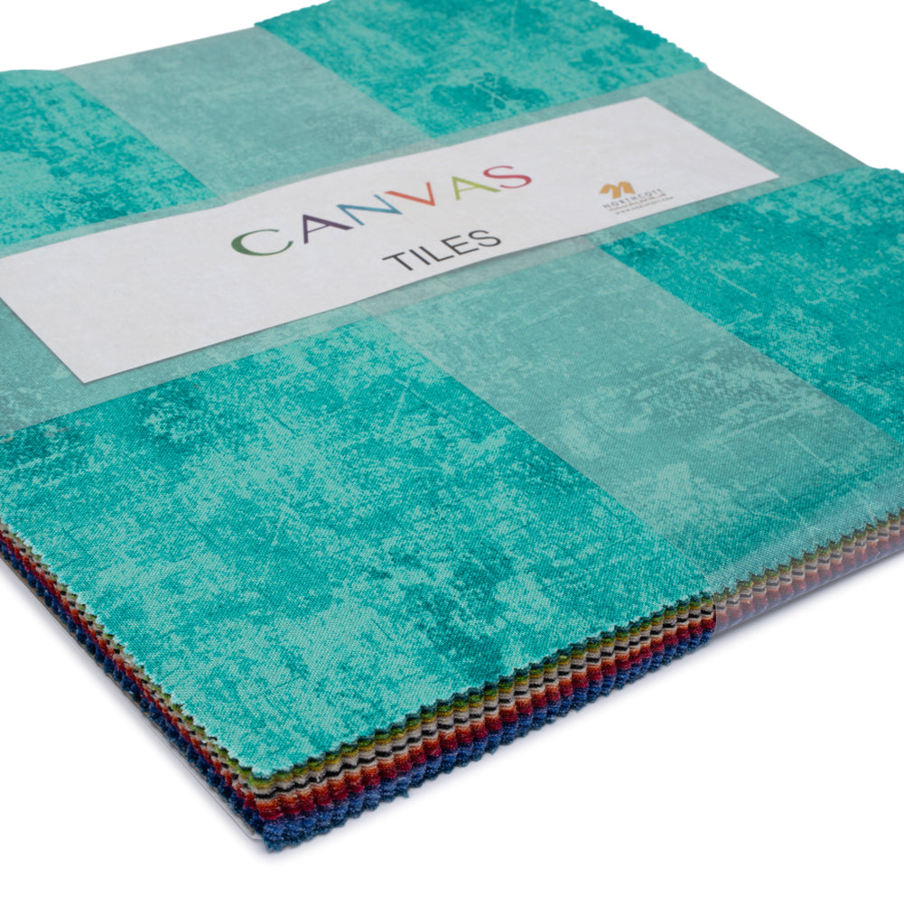 Northcott Quilting Cotton Tiles 10" Square Precuts - Multi - Canvas Collection Folded