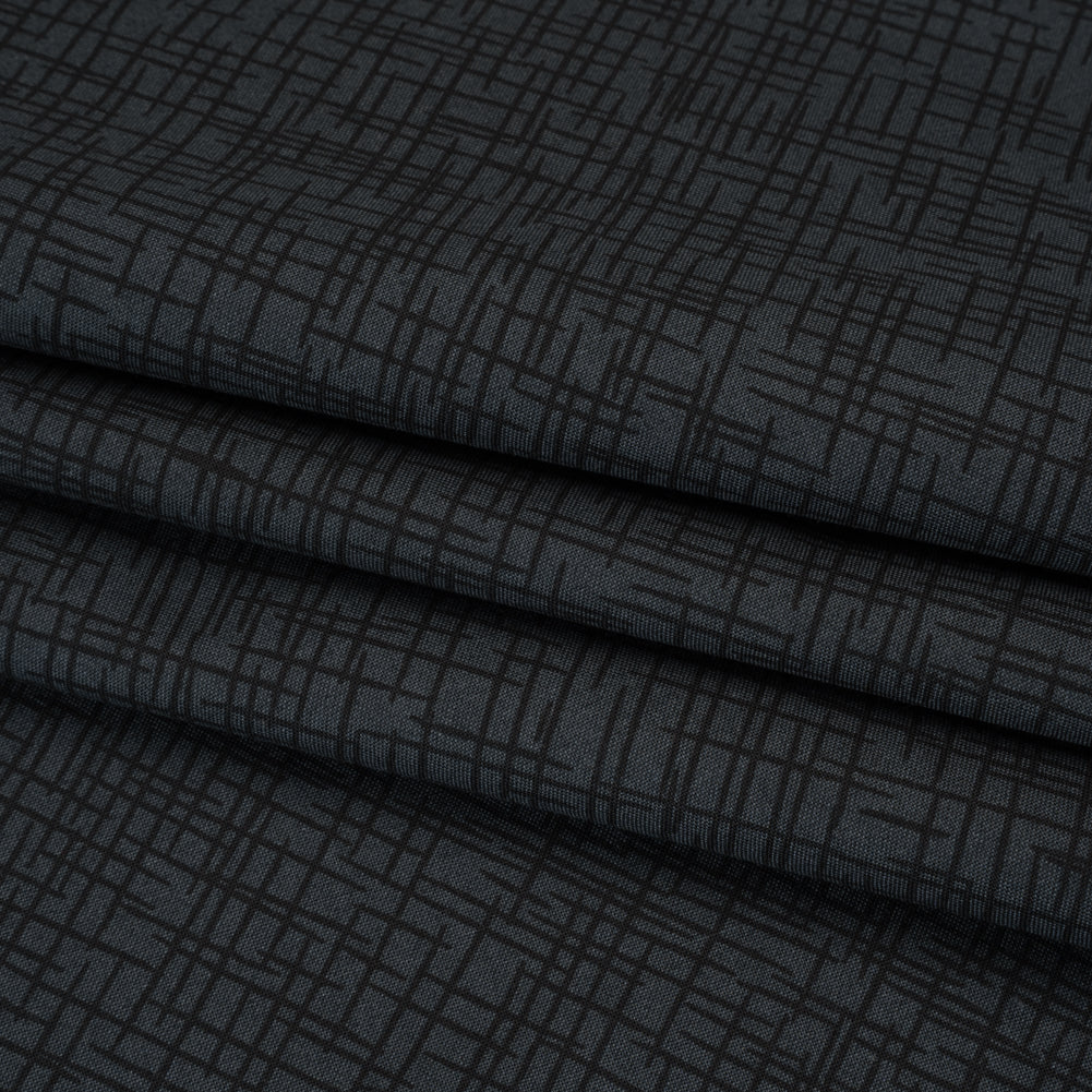 Printed Quilting Cotton by Patrick Lose for Northcott - Black on Black Open Weave - Basically Black & White Collection - Folded