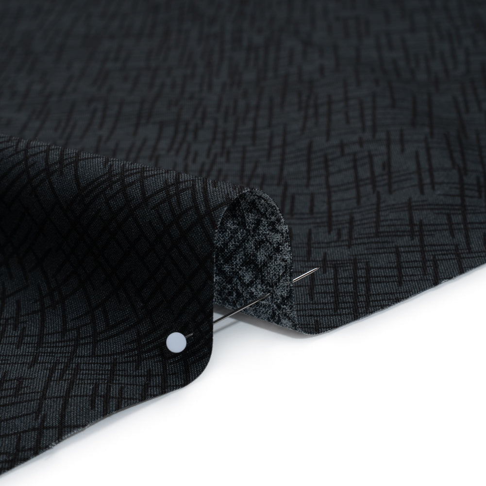 Printed Quilting Cotton by Patrick Lose for Northcott - Black on Black Open Weave - Basically Black & White Collection - Detail