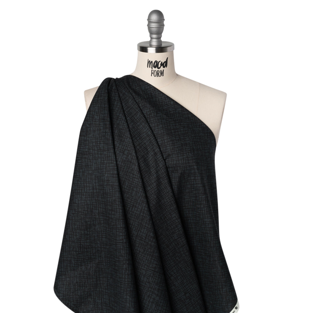 Printed Quilting Cotton by Patrick Lose for Northcott - Black on Black Open Weave - Basically Black & White Collection - Drape
