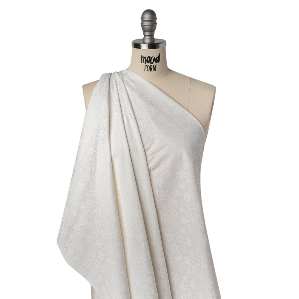 Printed Quilting Cotton by Patrick Lose for Northcott - White on White Snowfall Snowflakes - Basically Black & White Collection - Drape