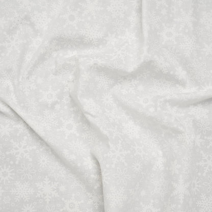 Printed Quilting Cotton by Patrick Lose for Northcott - White on White Snowfall Snowflakes - Basically Black & White Collection