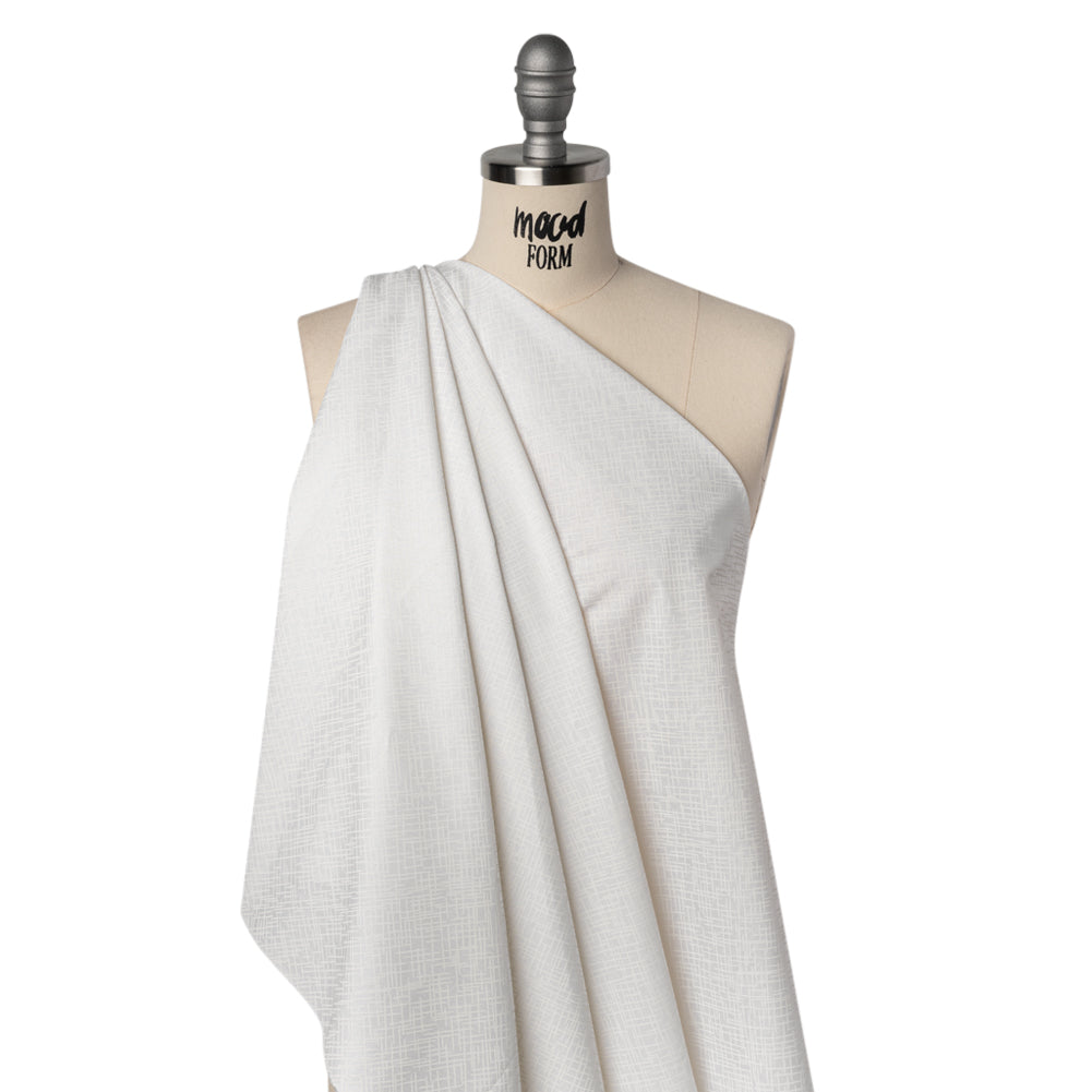 Printed Quilting Cotton by Patrick Lose for Northcott - White on White Open Weave - Basically Black & White Collection - Drape