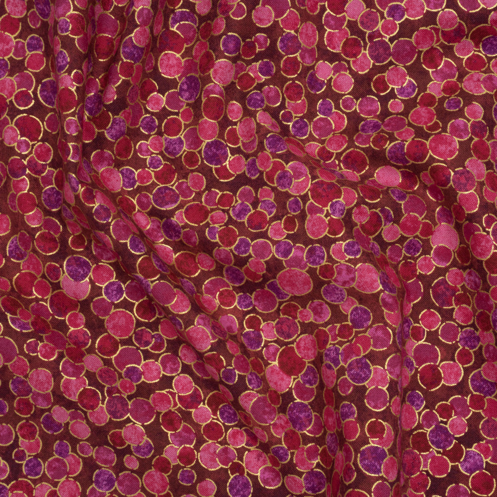 Metallic Printed Quilting Cotton by Northcott - Bubble Gum Polka Dot Confetti - Shimmer Collection