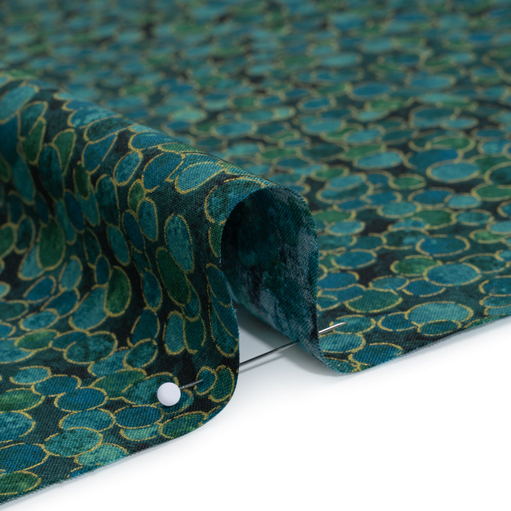 Metallic Printed Quilting Cotton by Northcott - Peacock Polka Dot Confetti - Shimmer Collection Detail