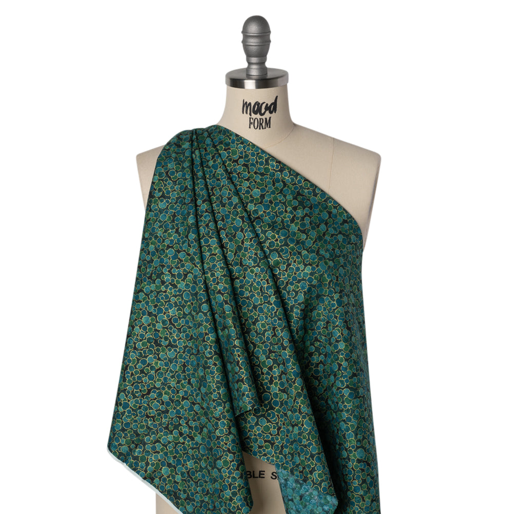 Metallic Printed Quilting Cotton by Northcott - Peacock Polka Dot Confetti - Shimmer Collection Drape