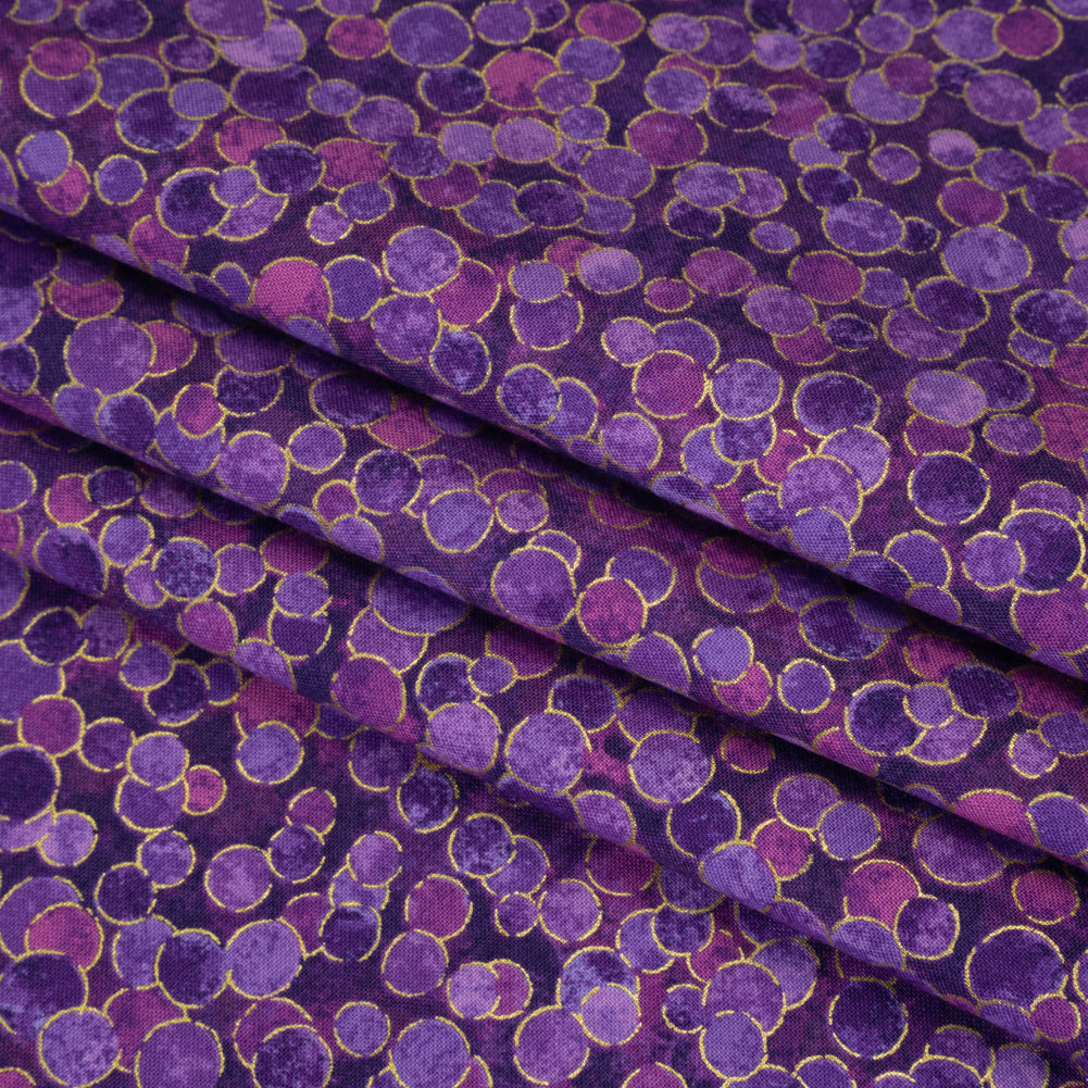 Metallic Printed Quilting Cotton by Northcott - Pansy Polka Dot Confetti - Shimmer Collection Folded